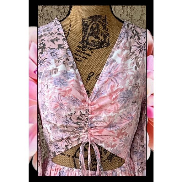 Pinkblush Pink Floral Front Cutout Maternity Maxi Dress Size Small - Picture 2 of 6